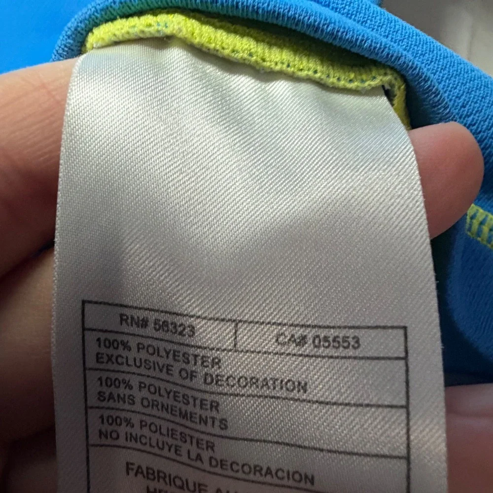 Y2K vintage Nike Dri-FIT UV Blue Lime Green Short Sleeve Athletic Shirt Womens L